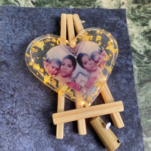 Resin Photo Frame - Heart Resin Frame With LED - Floral Resin Frame With Photo - Valentine Day Gift For Her