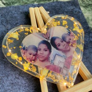 Resin Photo Frame - Heart Resin Frame With LED - Floral Resin Frame With Photo - Valentine Day Gift For Her