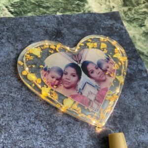 Resin Photo Frame - Heart Resin Frame With LED - Floral Resin Frame With Photo - Valentine Day Gift For Her