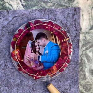 Resin Photo Table Top - Rose Preservation - Personalized Table Top With LED - Customized Gifts
