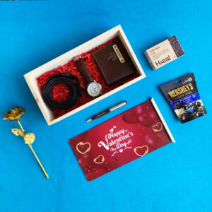 Wooden Box Hamper For Valentines Day - Valentine Gift Hamper For Him - Valentines Day Hamper For Husband - Premium Valentine's Day Gifts For Him