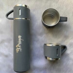 Customized Steel bottle with name 500 ml available in 3 colors. Best for gifting and personal use. This bottle is fully customizable any name or any text can be added. It's flask technology keeps water hot or cold for up-to 6-8 Hours.