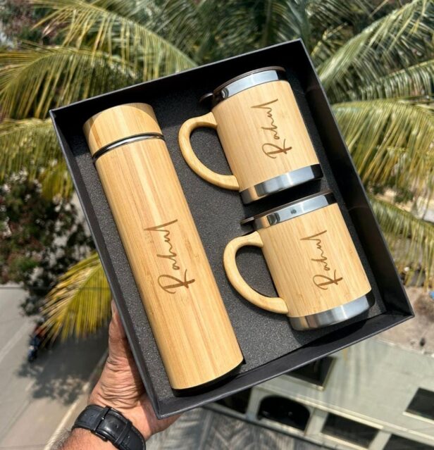 A wooden travel flask and mug is a type of travel accessory that is designed to be portable and durable, making it easy for users to carry their favorite hot or cold beverages on-the-go. Typically, a wooden travel flask and mug set consists of a flask that is designed to keep beverages hot or cold for an extended period of time, and a matching mug that is comfortable to hold and easy to drink from.