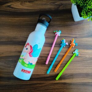 The water bottle with 4 gel pen combo is a versatile and practical accessory that combines hydration and creativity in one sleek package. It also includes four high-quality gel pens in different vibrant colors, allowing you to unleash your artistic side whenever inspiration strikes.