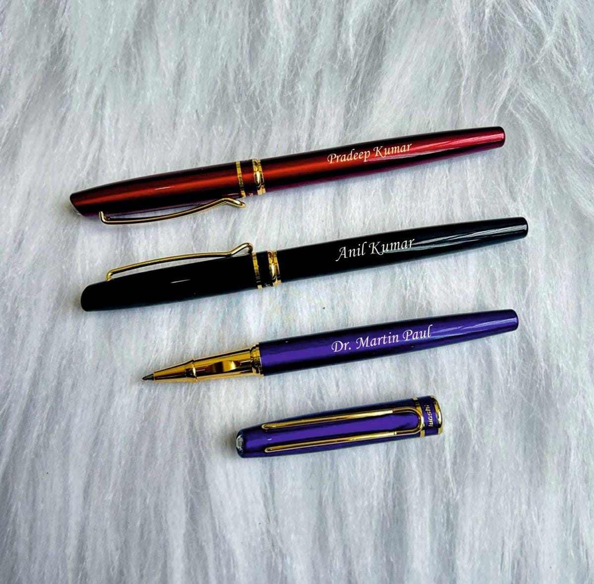 Buy Free Engraving - Personalized Pens with Name, Roller Ballpen, Ballpoint  pen, Refillable Pens, Retractable Medium Refill Pen Black Ink, Gifts for  Men, Women, Classy Gift Box, Free Customization Online at desertcartCayman