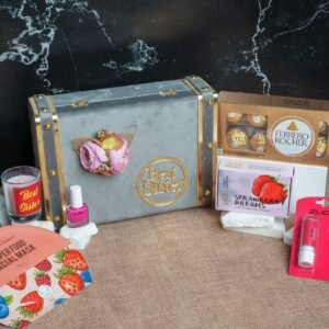 Luxurious Personalized Raksha Bandhan Trunk Hamper for Sister - Ferrero Rocher, Face Mask, Candle, and More