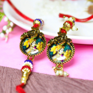 Radha Krishna Bhaiya Bhabhi Rakhi Set – Traditional Rakhi for Siblings – Rakhi for Brother and Sister-in-Law
