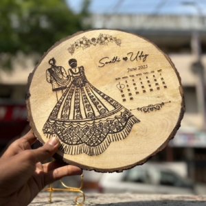Personalized Wedding Date Wooden Log - Engraved Couple Design - Romantic Valentine's Day Anniversary Keepsake