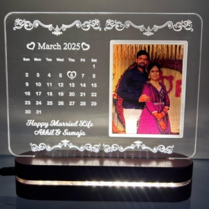 Personalized LED Calendar Photo Frame - Custom Message & Photo - Romantic Valentine's Day Gift for Couples