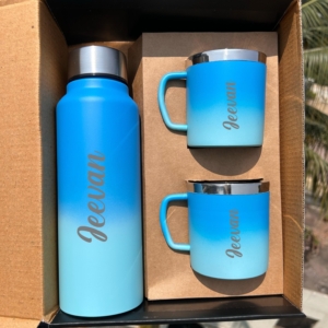Galaxy Gift Set - Matching Bottle And Two Mugs - Water Bottle With Mugs