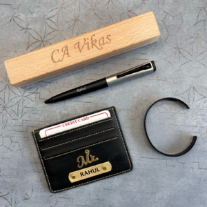 Personalized Men's Gift Combo | Custom Pen, Wallet, Bracelet | Valentine's Day Present