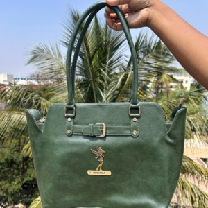 Personalized Green Handbag | Custom Name Vanity Bag | Valentine's Gift for Her