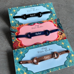 Brass Rakhi Bracelet - Personalized Name Engraved Metal Bracelet - Perfect for Raksha Bandhan