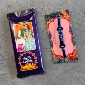 Personalized Raksha Bandhan Gift Combo – Customized Chocolate & Bracelet Set - Rakhi Combo - Perfect For Brother