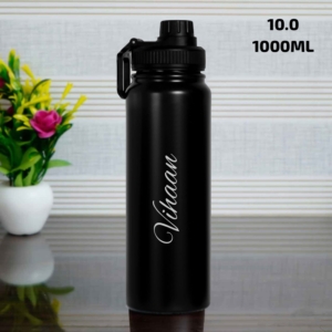Personalized Stainless Steel Water Bottle - Custom Valentine's Day Gift, 1000ML, Matte Black/Blue