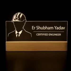 Gift For Engineer - Personalized Premium Beech Wood Engineer Name Plate - Corporate Gift for Engineers
