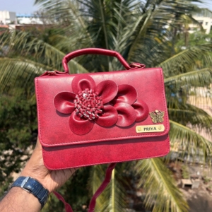 Personalized Floral Embossed Handbag - Customized Floral Sling Bag - Perfect For Women
