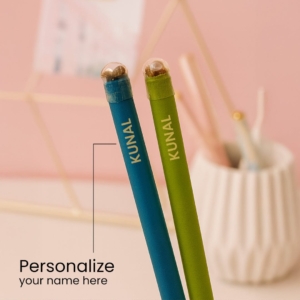 Personalized Name Printed Pencils – Set of Multicolor Eraser Top Pencils - Perfect Gift For Kids - Customized Pencil - Plantable Seed Pencils – Set of 10 (5 Box)