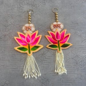 Shubh Labh Decorative Lotus Hanging – Traditional Door & Wall Decor - Perfect For Diwali