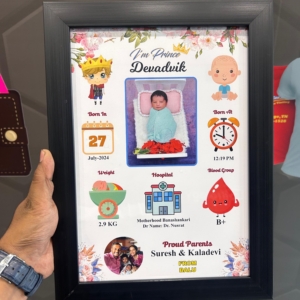 Personalized Baby Birth Statistics Photo Frame – Customized Baby Photo Frame - Best Gift For New Parents - Perfect Gift For New Born Baby - Cute Baby Data Frame