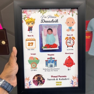 Personalized Baby Birth Statistics Photo Frame – Customized Baby Photo Frame - Best Gift For New Parents - Perfect Gift For New Born Baby - Cute Baby Data Frame
