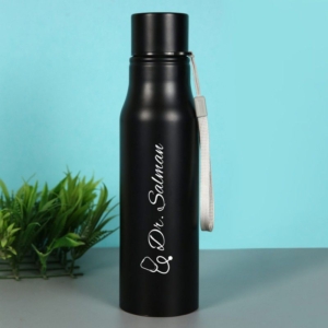 Personalized Doctor Black Stainless Steel Bottle with Name Engraving - Customized Water Bottle - Perfect Gift For Doctor