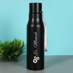 Personalized Engineer Black Stainless Steel Bottle with Name Engraving - Customized Water Bottle - Perfect Gift For Engineer
