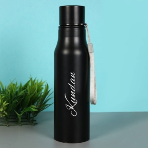 Personalized Black Stainless Steel Bottle with Name Engraving - Customized Water Bottle - Perfect For Gifting