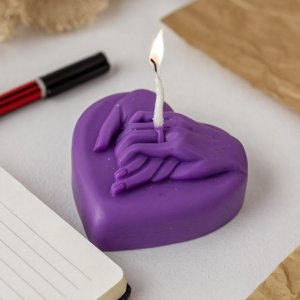 Purple Heart Holding Hands Candle - Diwali Decoration Item - Perfect Gift For Diwali - Diwali Gift
