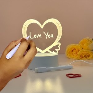 Personalized “I Love You” LED Acrylic Night Lamp With LED note board and pen - Perfect Gift For Couple