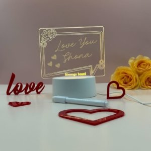 Personalized “Love You” LED Message Board Lamp - Customized Led Lamp With Note Board And Pen - Perfect Gift For Couple