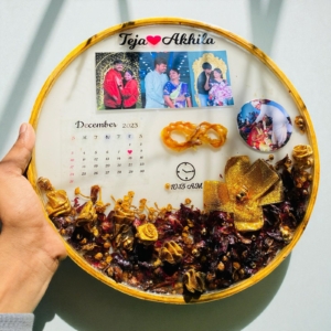 Varmala Preservation In Round Wooden Frame