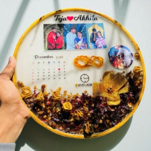 Varmala Preservation In Round Wooden Frame