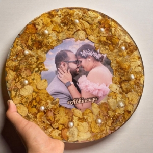 Varmala Preservation In Round Wooden Frame