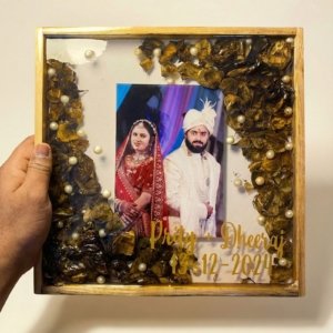 Varmala Preservation In Square Wooden Frame