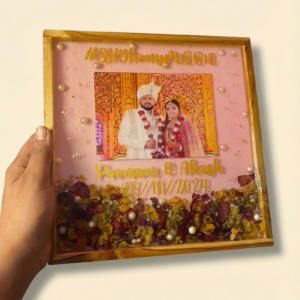 Varmala Preservation In Square Wooden Frame