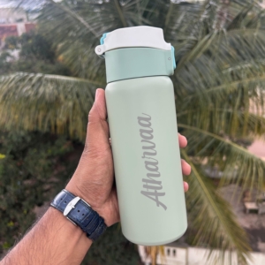 Personalized Matte Green Water Bottle 500ML - Custom Name Valentine's Day Gift