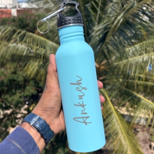 Personalized Sky Blue Stainless Steel Water Bottle 750ML - Custom Name/Logo Valentine's Gift