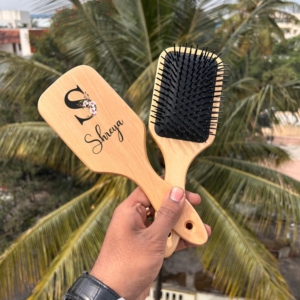 Customized Wooden Paddle Hair Brush - Valentine's Day Gift Idea - Personalized Name Engraved/UV Printed - Natural Bristles