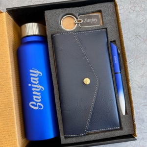 Personalized Premium Valentine's Day Gift Set - Custom Engraved Bottle, Wallet, Pen & Keychain - Gift for Him/Her