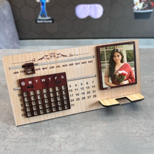 Personalized Photo Frame Perpetual Calendar - Custom Wooden Desk Decor for Valentine's Day Gift