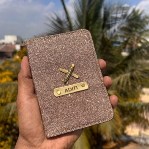 Custom Glitter Passport Cover - Personalized Valentine's Day Travel Gift, Rose Gold, Pink, Gold