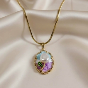 Baroque Style Tulip Pearl Pendant Necklace - 18K Gold Plated Snake Chain - Anti Tarnish Jewellery