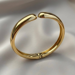 Chunky Gold Torque Bangle - Sculptural Open Cuff Jewellery