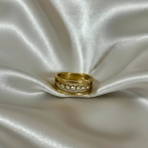 Five-Stone Crystal Band Ring in High-Polish Gold