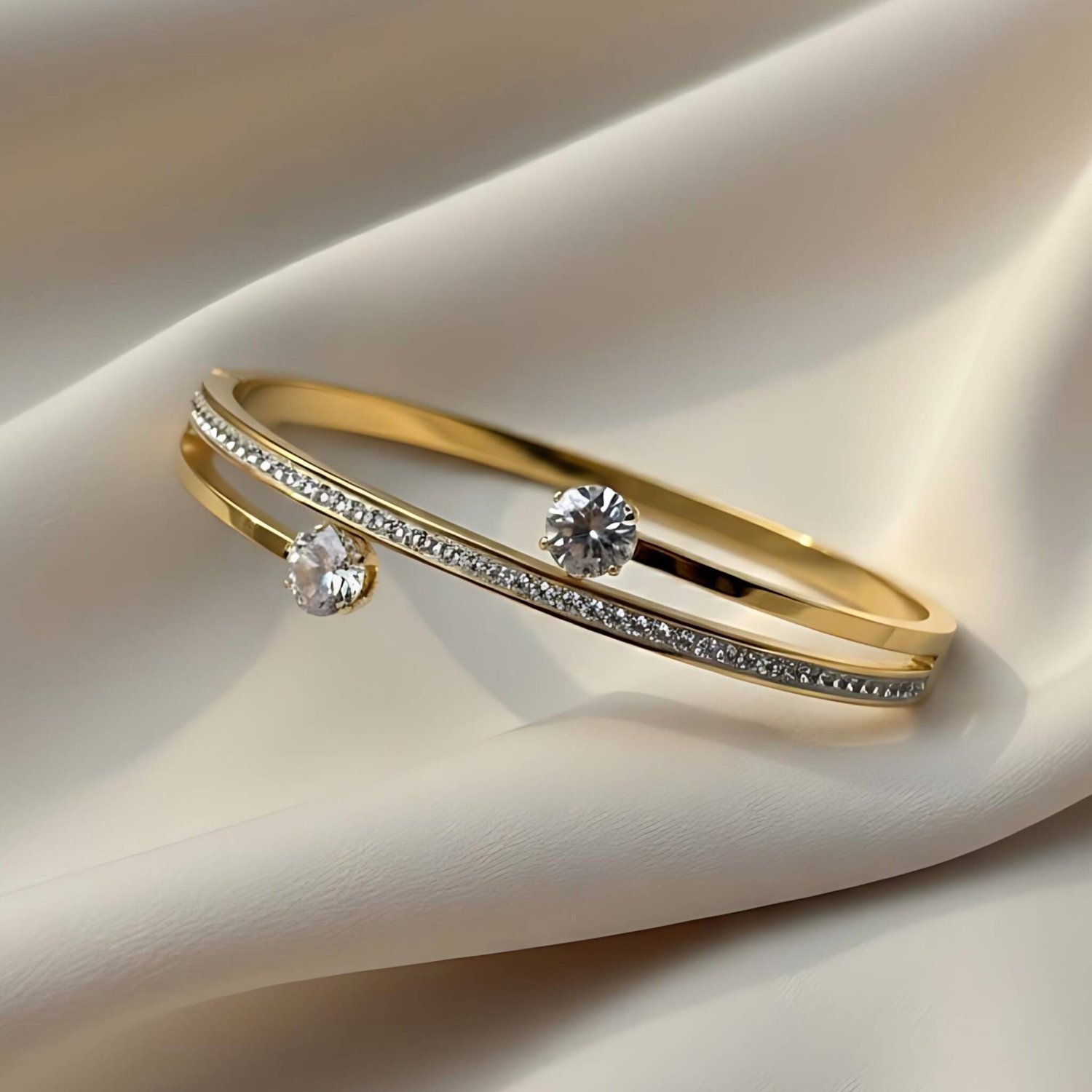 Luxury Inspired Crystal Torque Bracelet - Pave Accent Statement Jewellery