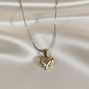 Modern Dual-Tone Layered Heart Necklace - Classic Jewellery Gift For Girlfriend