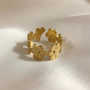 Tarnish-Proof Open Flower Wrap Ring - Everyday Jewellery