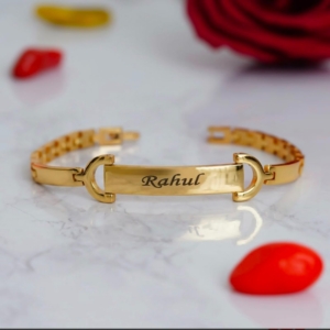 Personalized Engraved Metal Bracelet – Custom Name ID Bracelet for Him & Her (Black, Rose Gold, Gold) personalized gift product photo