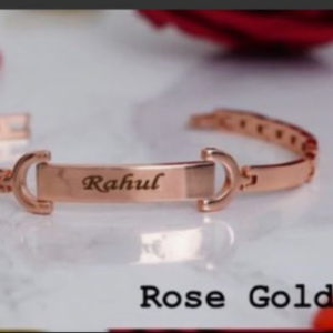 Personalized Engraved Metal Bracelet – Custom Name ID Bracelet for Him & Her (Black, Rose Gold, Gold) personalized gift product photo